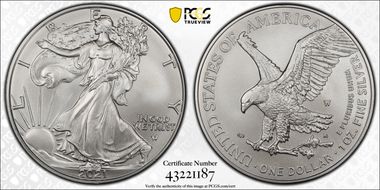 2021-W $1 Burnished Silver Eagle-Type 2 First Strike SP70