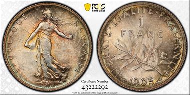 1905 1 Fr Gad-467 F-217 MS65