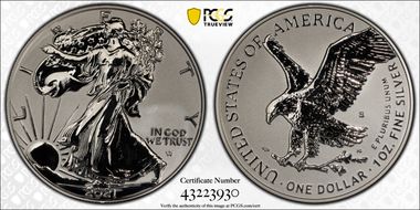 2021-S $1 Silver Eagle Rev PR - Type 2 Designer Edition - First Strike PR70