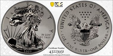 2021-W $1 Silver Eagle Rev PR - Type 1 Designer Edition - First Strike PR70