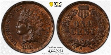 1876 1C MS65BN