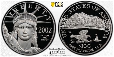 2002-W $100 Statue of Liberty PR69DCAM