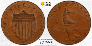 1786 NJ 1/2P Maris 14-J, Stegosaurus Head MS64BN