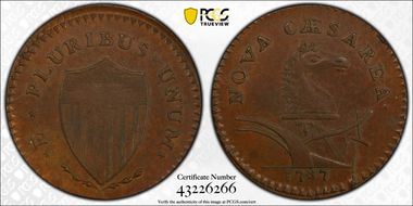 1787 NJ 1/2P Hidden WM in Sprig, Maris 62-q MS63BN