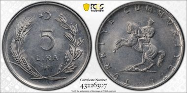 1977 5 Lira F.A.O. - Planned Families MS62