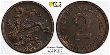 1934 2 Sen MS62BN
