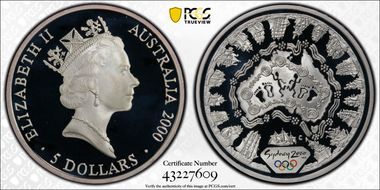 2000-C (1998) $5 Olympic - Australian Map PR69DCAM