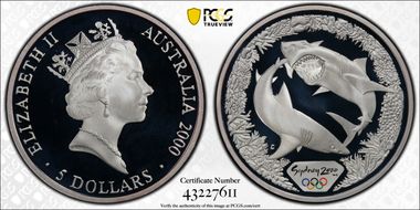 2000-C $5 Olympic - Sharks PR69DCAM