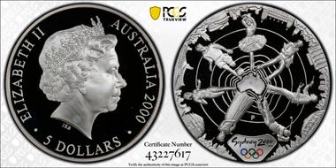 2000-P $5 Olympic - Reaching the World PR68DCAM