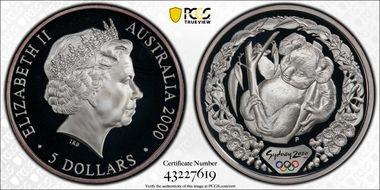 2000-P (1999) $5 Olympic - Koala in Tree PR68DCAM