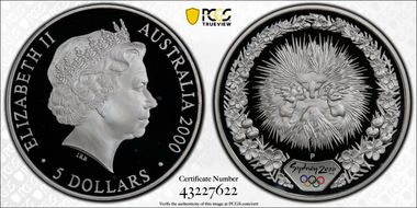 2000-P $5 Olympic - Echidna PR68DCAM