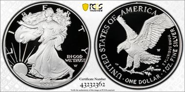 2021-W  $1 Silver Eagle - Type 2 First Strike PR70DCAM