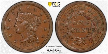 1854 1C Newcomb 24 AU58BN