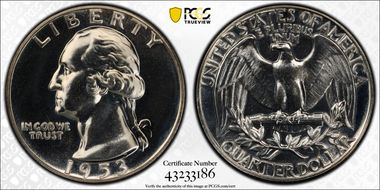 1953 25C Re-engraved TF, FS-901 PR67