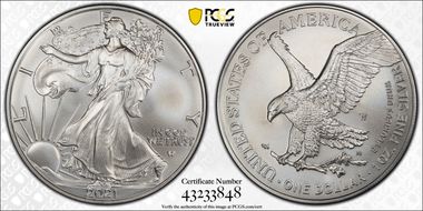 2021-W $1 Burnished Silver Eagle-Type 2 First Strike SP70