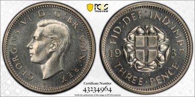 1937 3D S-4085 Silver Shield on Rose PR66