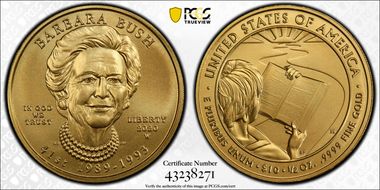 2020-W $10 Barbara Bush MS70