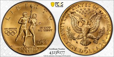 1984-W $10 Olympic MS70