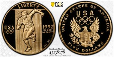 1992-W $5 Olympic PR70DCAM