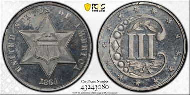 1864 3C J-376 PR64CAM