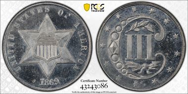 1869 3C J-682 PR64CAM