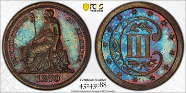 1870 3C J-798 PR65BN