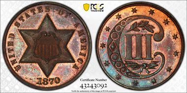 1870 3C J-802 PR65RB