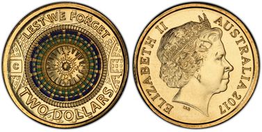 2017-C $2 Lest We Forget Colorized MS68