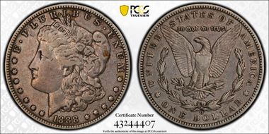 1888-O $1 VAM 4, Hot Lips VF25
