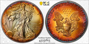 2016 $1 Silver Eagle  30th Anniversary MS68