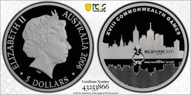 2006 $5 Commonwealth Games Melbourne PR69DCAM