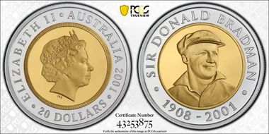 2001 $20 Sir Donald Bradman PR70DCAM