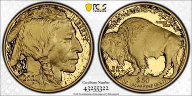 2021-W $50 American Buffalo  .9999 Fine Gold PR70DCAM
