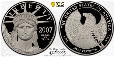 2007-W $100 Statue of Liberty PR70DCAM