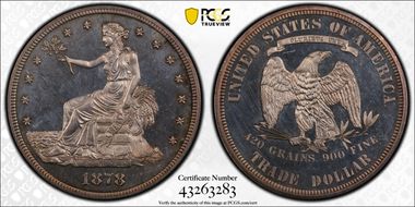 1878 T$1 Trade PR62CAM