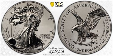 2021-S $1 Silver Eagle Rev PR - Type 2 Designer Edition - First Strike PR70