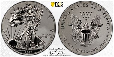 2021-W $1 Silver Eagle Rev PR - Type 1 Designer Edition - First Strike PR70