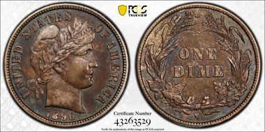 1896-S 10C AU53