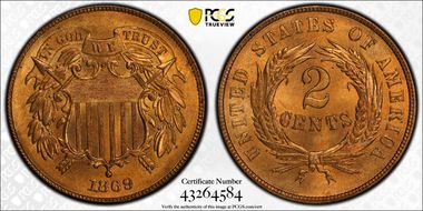 1869 2C MS66+ RD