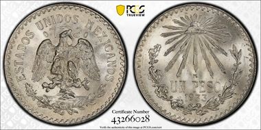 1933-M Peso KM-455  Ag MS67