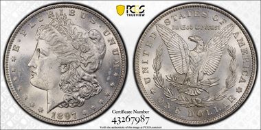 1897 $1 VAM 6A, Pitted Reverse MS62