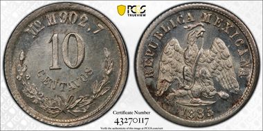 1885-Mo M 10C KM-403.7  Ag MS66
