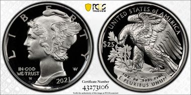 2021-W $25 Palladium First Strike PR70DCAM