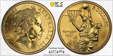 2000  $5 Olympic - Basketball MS68