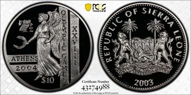 2003-PM $10 Olympics PR69DCAM