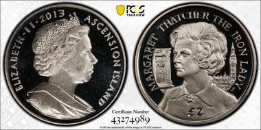 2013-PM £2 Margaret Thatcher MS68