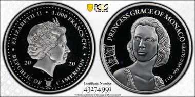 2020 1000 Fr Princess Grace of Monaco MS68