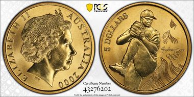 2000 $5 Olympic - Baseball MS68