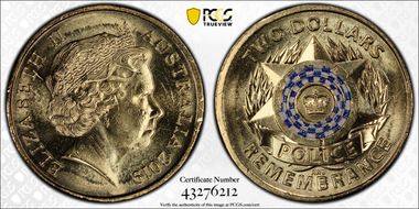 2019 $2 Police Remembrance Colorized MS64