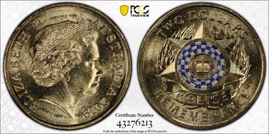 2019 $2 Police Remembrance Colorized MS66